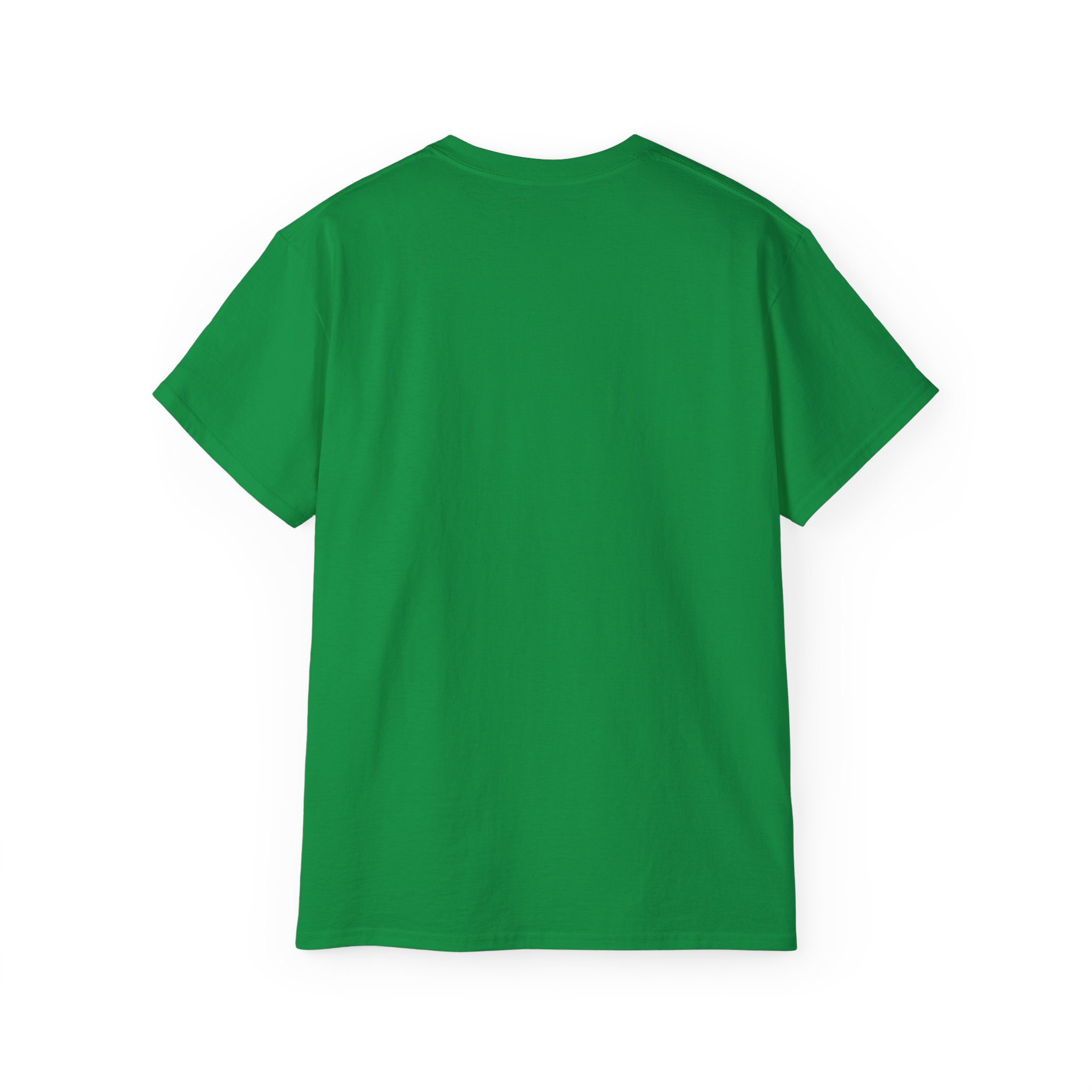 Plain green T-shirt shown from the back.